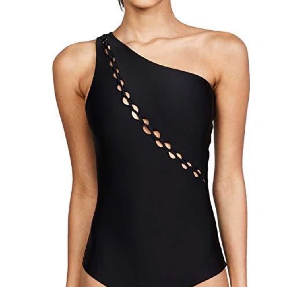 Mikoh Black One-Shoulder Cutout Swimsuit